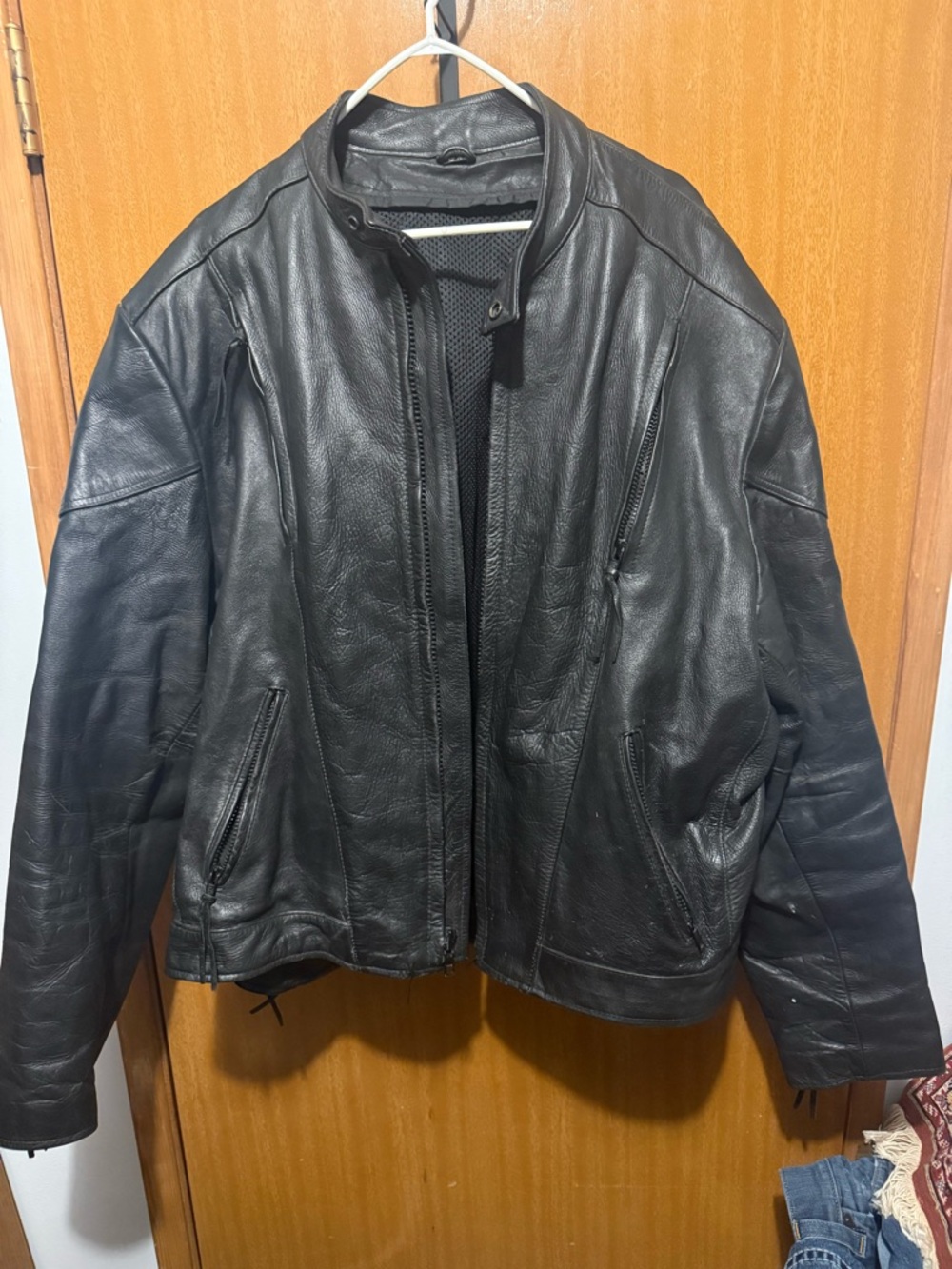Black Leather Zip-Up Jacket